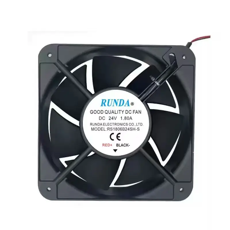 For RUNDA RS1806B24SH-S DC 24V 1.80A 18065 180x180x65mm 2-Wire Dual Ball Bearing Violent Welder Server Inverter Case Cooler Fans