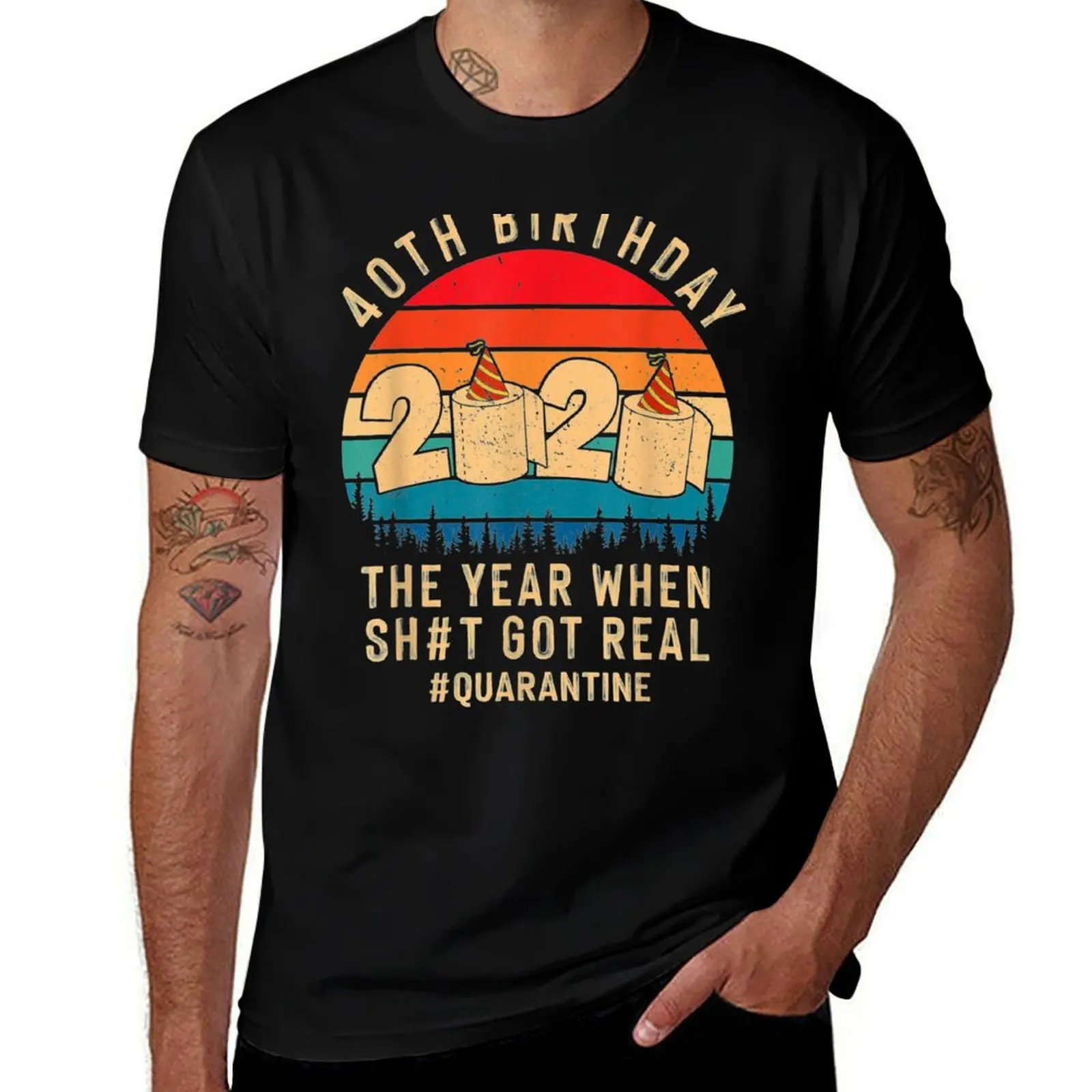 Quarantined 2020 Toilet Paper Funny Bday Gift T-Shirt Vintage Print Crew Neck Tee T-Shirt
