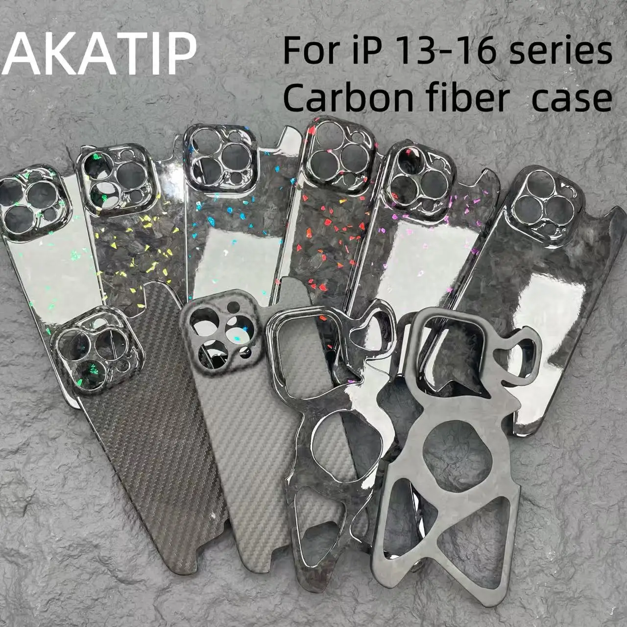 AKATIP For iPhone 13/14/15/16 Pro Max Forged Gold Foil Carbon Fibre Shockproof and Drop-Resistant iPhone 16 Pro Case