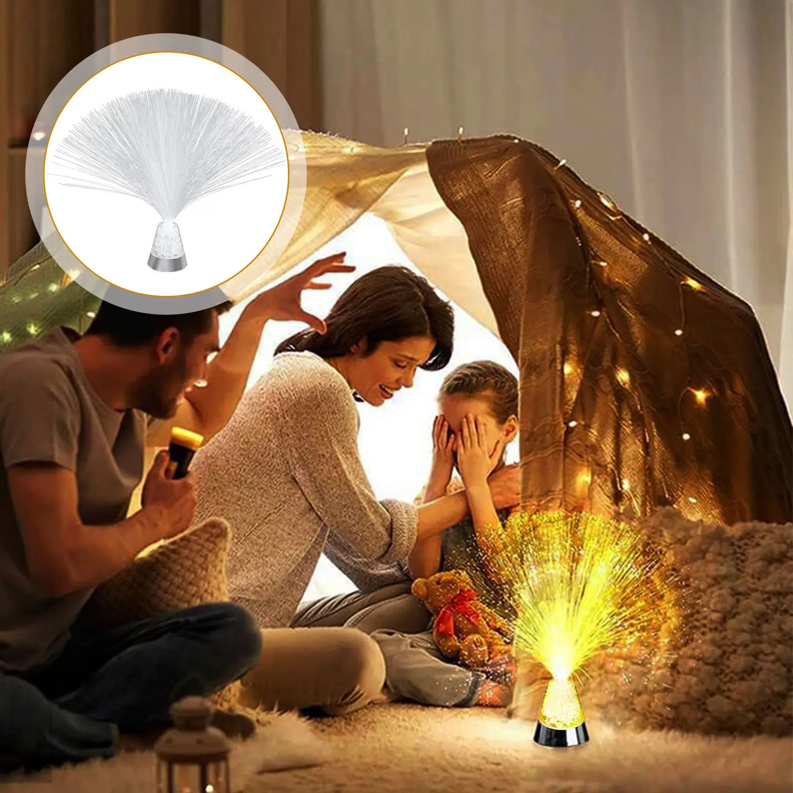 

Fiber Optic Light USB Battery Powered Color Changing Optical Fiber Lamp Night Light Novelty Lamp Safe