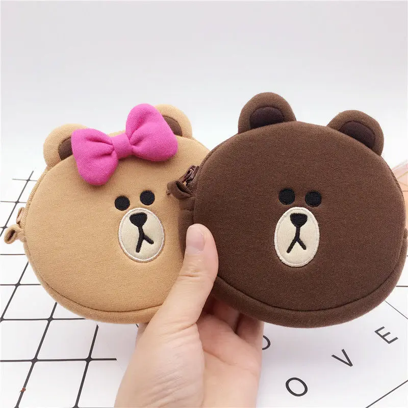 

Line Friends Brown Cartoon Zippered Coin Storage Bag Sally Cony Girls Portable Doll Plush Cute Lipstick Touch-up Cosmetic Bag