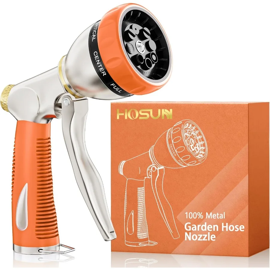 

Garden Hose Nozzle Sprayer Heavy Duty 100 Metal Water Hose Nozzle with 8 Spray Patterns High Pressure Hose Spray Nozzle with No