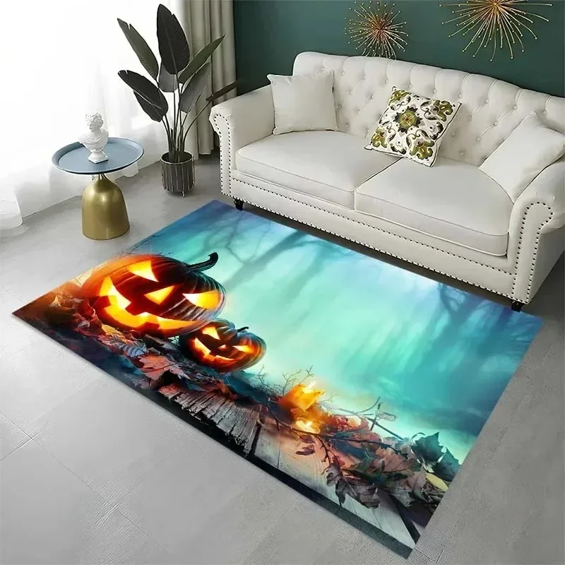 

Ужасный ковер с тыквой на Хэллоуин, нескользящий кухонный коврик, страшный напольный ковер для ванной комнаты, жуткий декор для прачечной с принтом призрака для дома