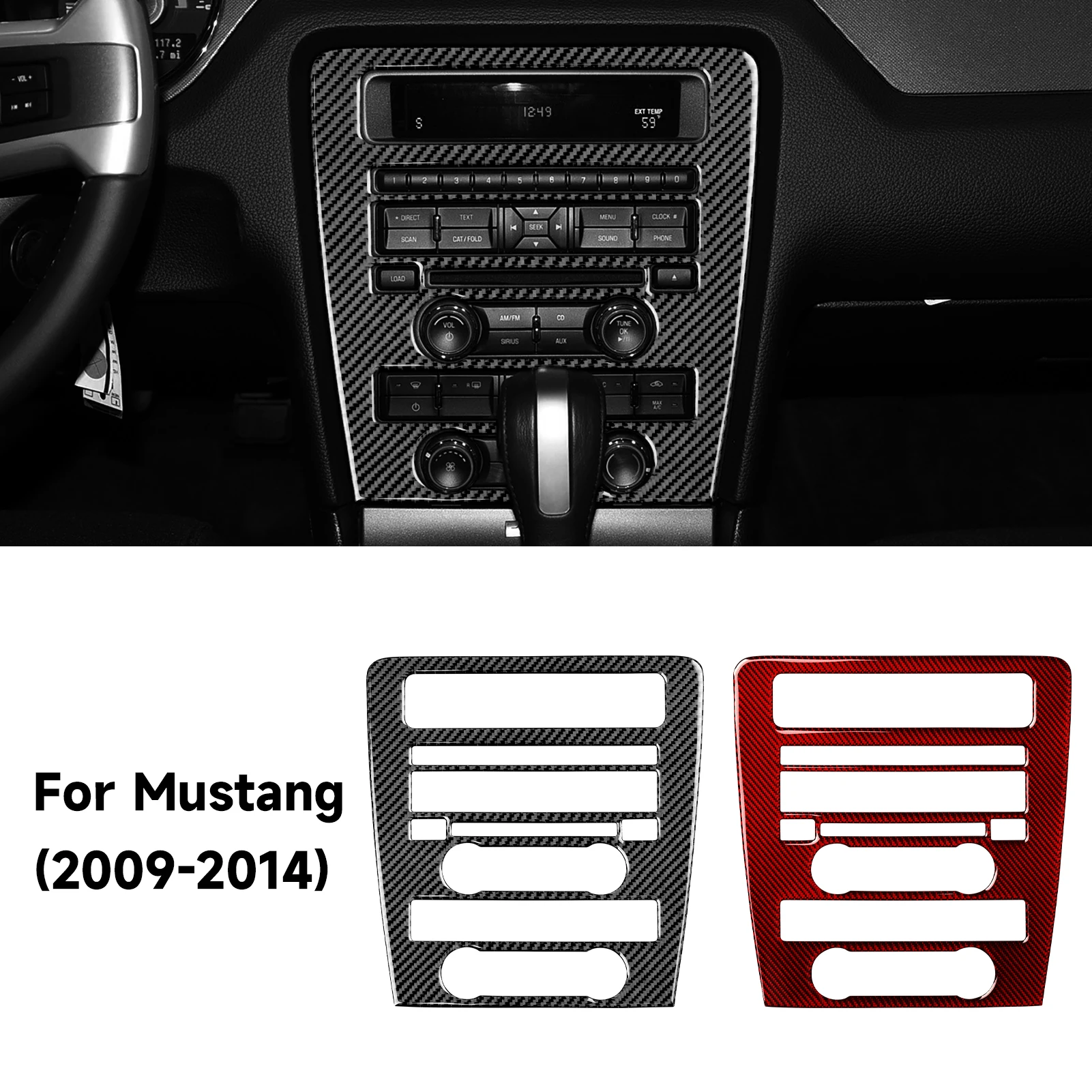 

For Ford Mustang GT Shelby (2010-2014) Carbon Fiber Interior Sticker Car Center Console CD Volume Climate Adjust Panel Cover