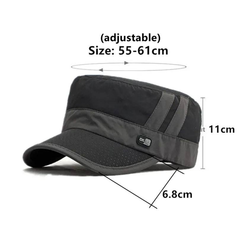 Snapback Cap New Spring Summer Men\'s Cap Vintage Breathable Military Hats Sunscreen Flat Caps For Men Camping Fishing Cap