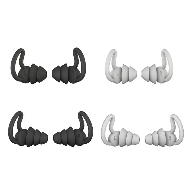 1Pair 3 Layer Soft Silicone Ear Plugs Tapered Sleep Noise Reduction Earplugs for Kid Swimming Studying Airplanes