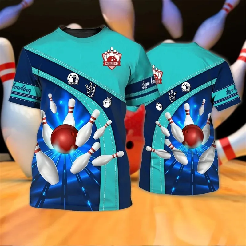 Full Print Bowling And Beer T Shirt Tops Summer Short Sleeve Crew Neck Bowling Club Sport T Shirts Clothes New In Mens Tees Top