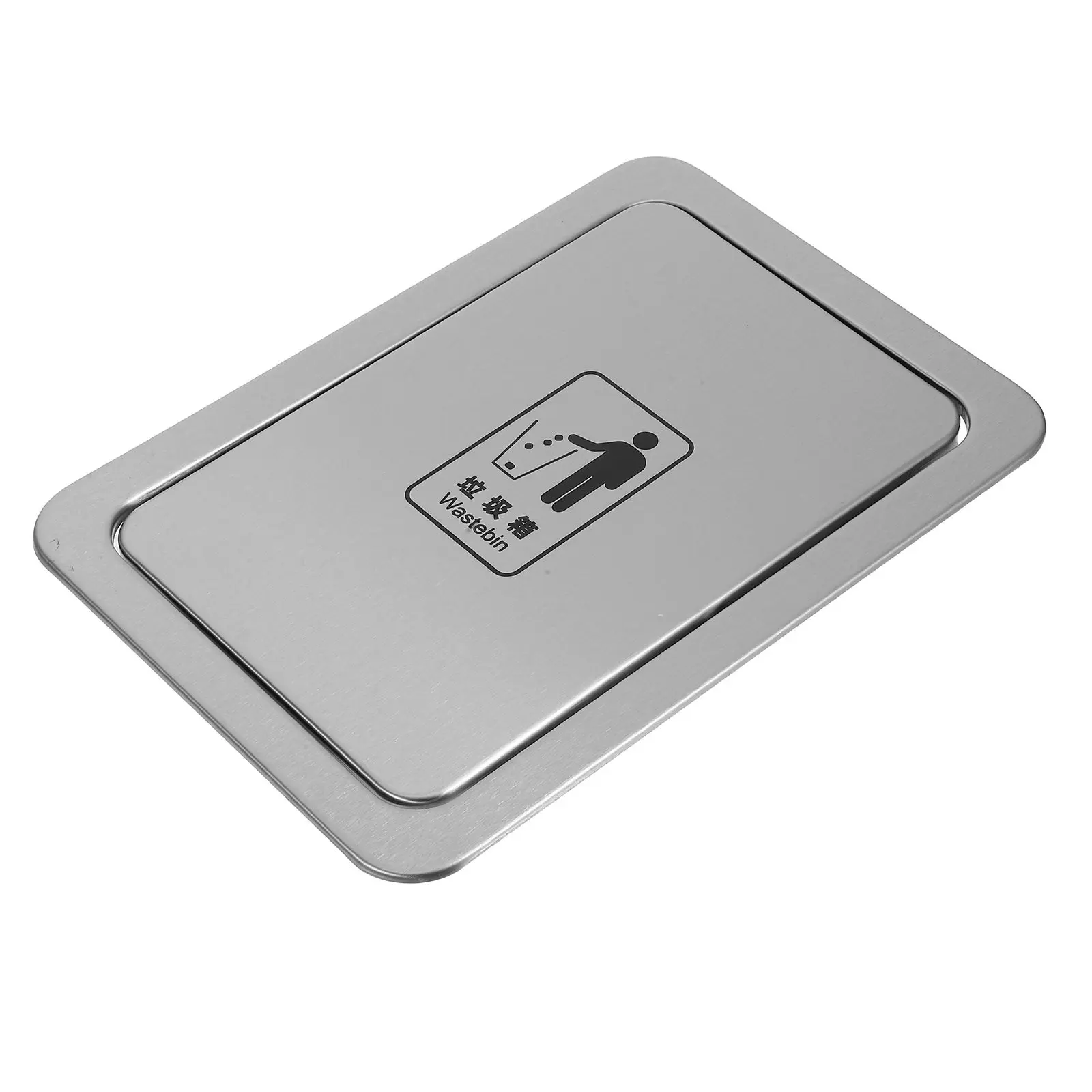 

Stainless Steel Recessed Trash Can Lid Swing Cover for Kitchen Countertop Recessed Flip Lid Home Office Trash Bin Cover Easy