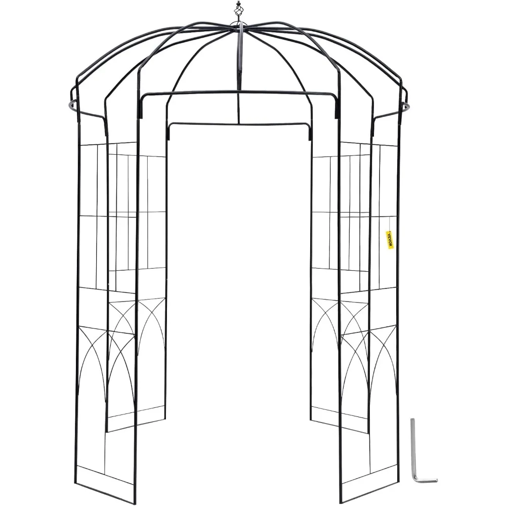 

Birdcage Shape Garden Arch, 9' High x 6.6' Wide, Heavy Duty Wrought Iron Arbor, Wedding Trellis for Climbing Vines in Outdoor