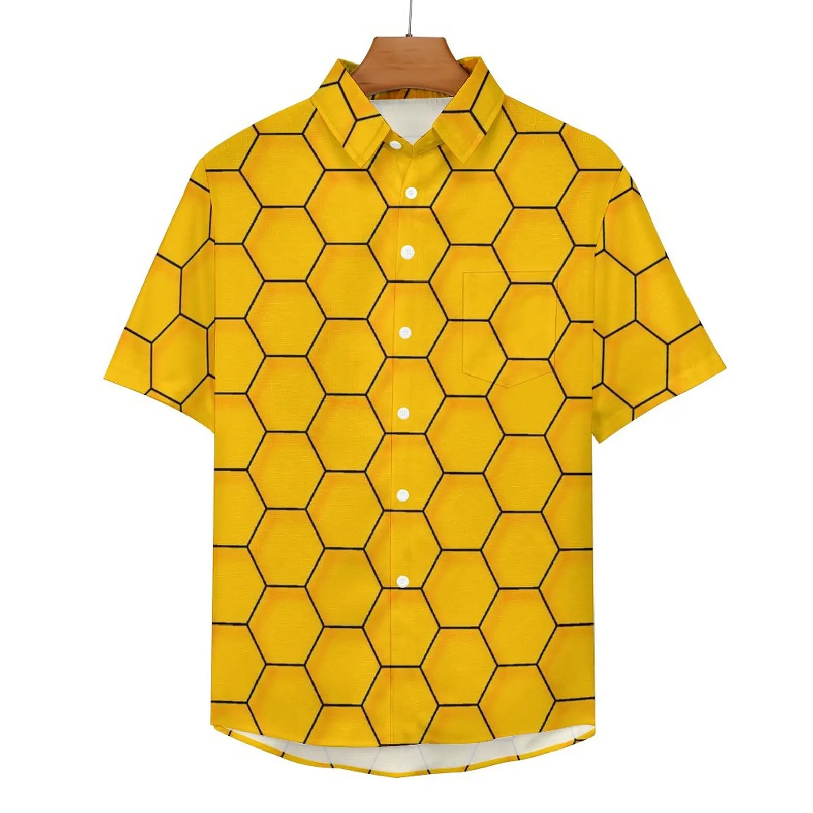 

Geometric Vacation Shirt Abstract Honeycomb Hawaii Casual Shirts Man Y2K Blouses Short-Sleeved Graphic Tops Plus Size