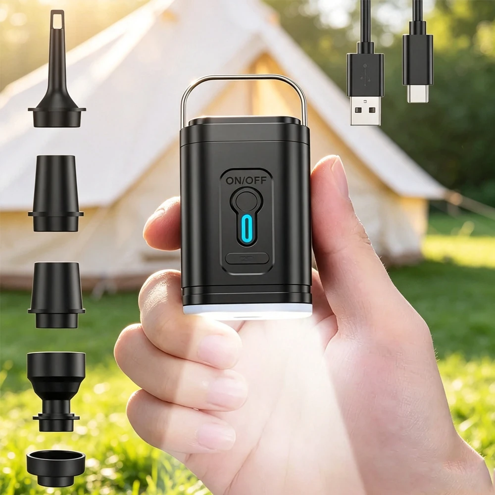Mini/* Portable Air Pump 1200mAh USB Rechargeable Wireless Inflator Deflator for Camping Mattress Pool Float Boat Fast Inflation
