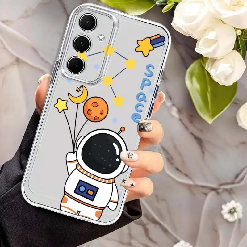 Etui na telefon z TPU, przezroczyste, z motywem astronauty z kreskówki anime, do Samsung Galaxy A73 A72 A71 A55 A54 A53 A52 A51 A33 A25 A22 A15 A14 A05