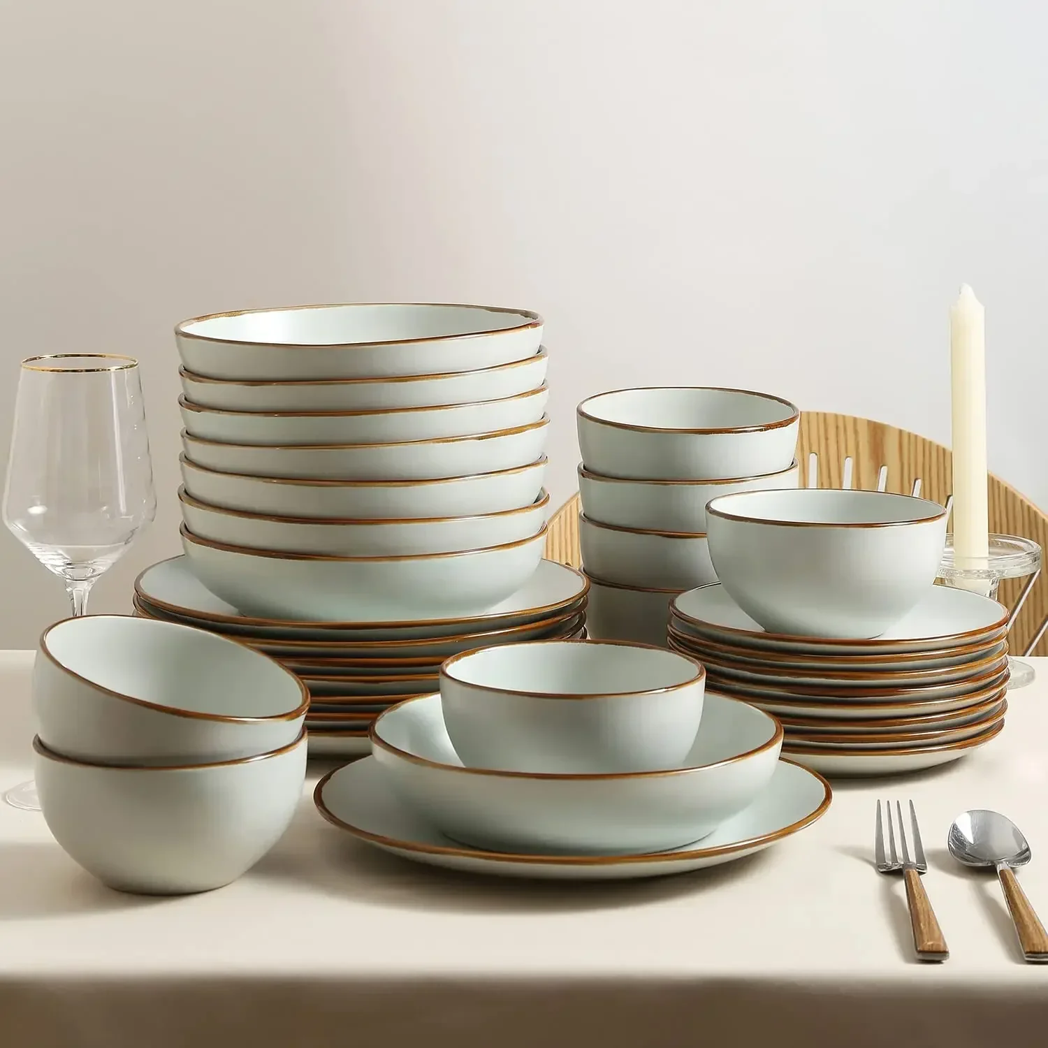 

Stone Lain Brasa 32-Piece Dinnerware Set Stoneware, Light Green