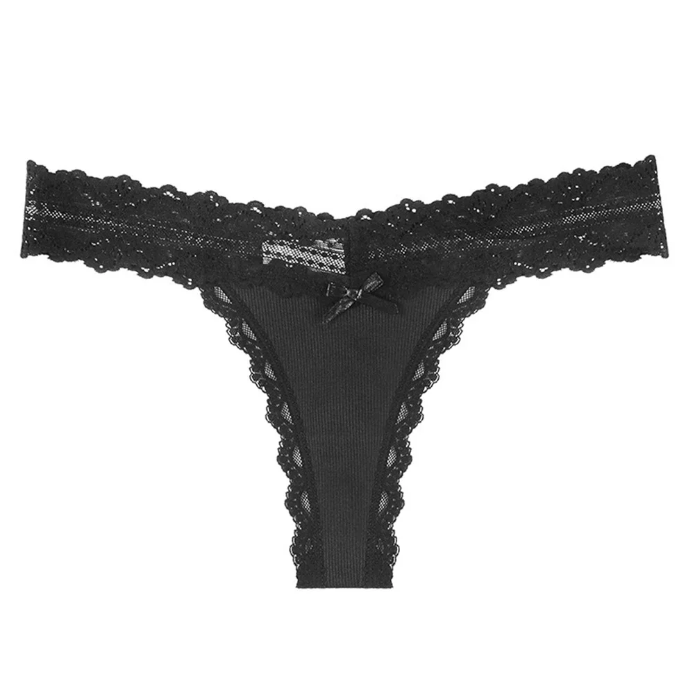 

Bow Knot Panties Lace Thong Holiday Home Vacation S Nylon Fabric Sexy Style Solid Color Spring Wear Summer Wear