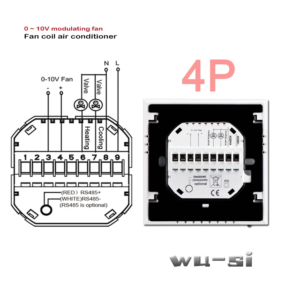Fan coil thermostat 0~10V modulating fan output 24VAC 95-240VAC EU Air conditioner temperature regulator