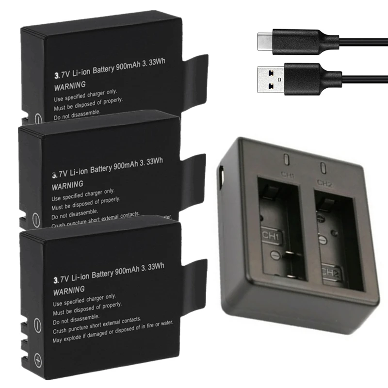 3.7V 900mAh SJ4000 akumulator do aparatu + ładowarka do SJCAM SJ4000 SJ5000 SJ6000 SJ7000 SJ8000 M10 sportowa kamera akcji