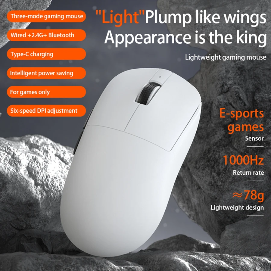 Ergonomic Bluetooth&2.4G&Wired Optical Mouse with Programmable Design,Rechargeable 6400DPI Wirelesss Game Mouse for Win/Mac os