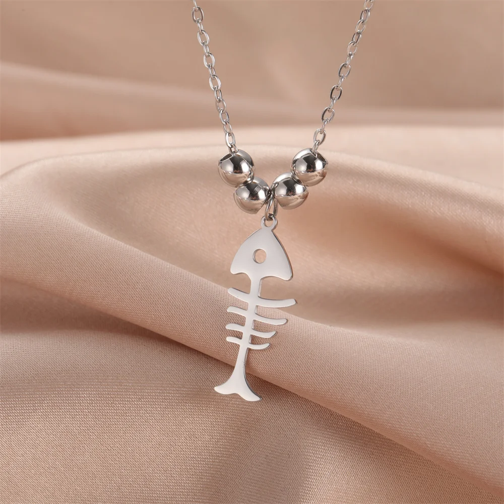 My Shape Katzen-und Fischgräten Anhänger Halsketten für Frauen Mädchen Kätzchen Tiere Charms Halskette Halsreif Edelstahl Schmuck – Detail 29