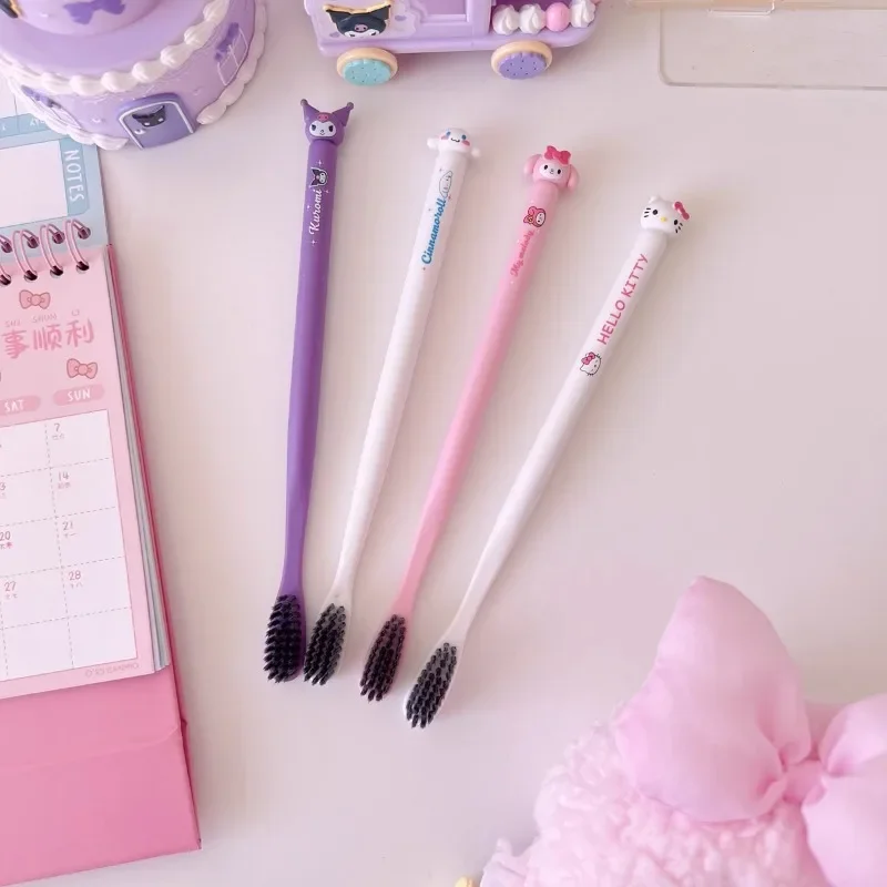 Anime Sanrio Toothbrush Hello Kitty Melody Kuromi Cinnamoroll Cartoon Student Adult Household Toothbrush Cleaning Birthday Gifts