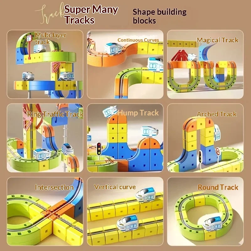 Set di treni magnetici elettrici Set di treni per vagoni ferroviari ad alta velocità Incredibile cubo per binari STEM Apprendimento modello di veicolo antigravità regalo