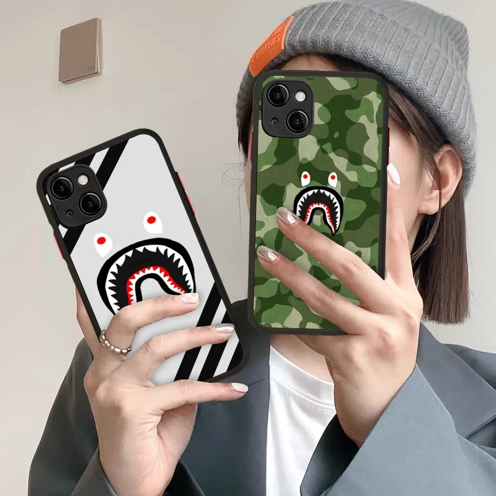 

Cool Shark Phone Case for iPhone 14 11 12 13 Mini Pro Max 8 7 Plus X XR XS MAX Translucent Matte Cover