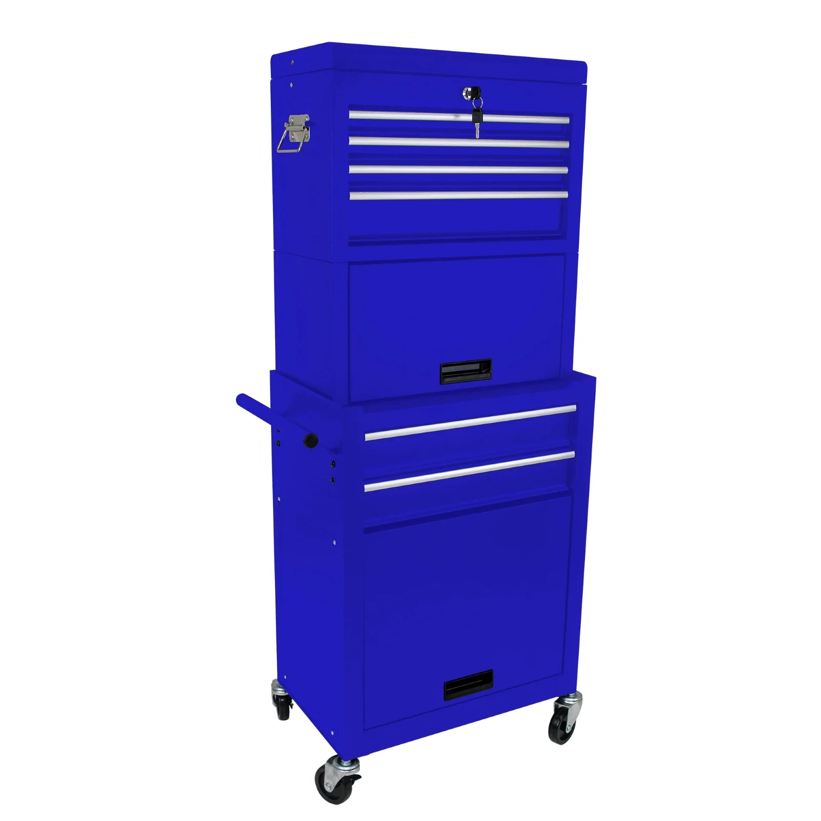Rolling Tool Box, Garage Tool Box, 6 Drawer 2-in-1 Removable Lockable Tool Cabinet for Workshop, Warehouse, Repair Shop, Blue