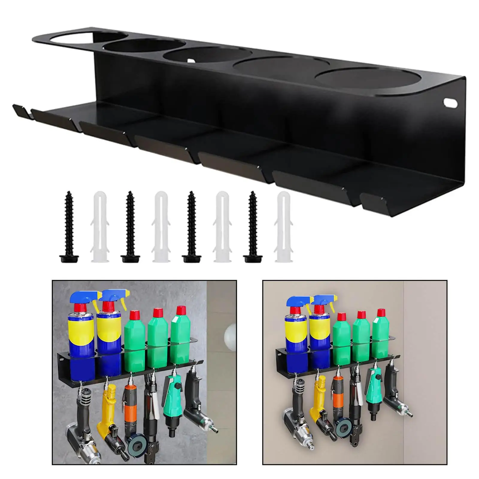 Wall Mounted Spray Can Rack and Power Tool Organizer 5 Hole for Paint Bottle