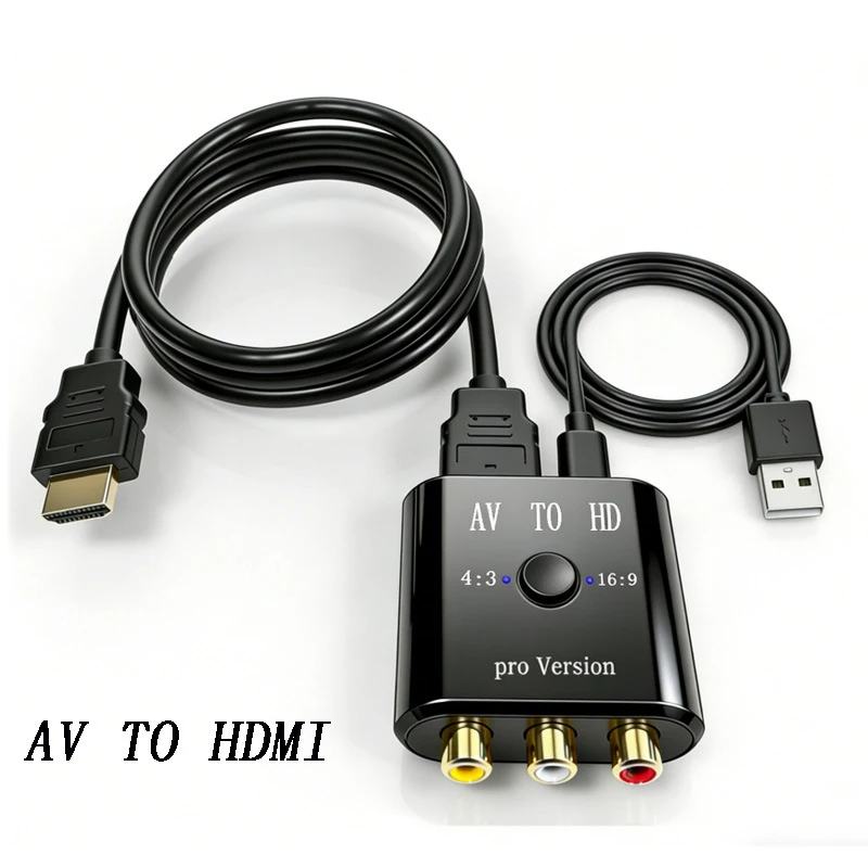 RCA to HDMI Converter, AV to HDMI Converter, 1080P Mini RCA Composite CVBS Video Audio Converter Adapter Supporting PAL/NTSC etc