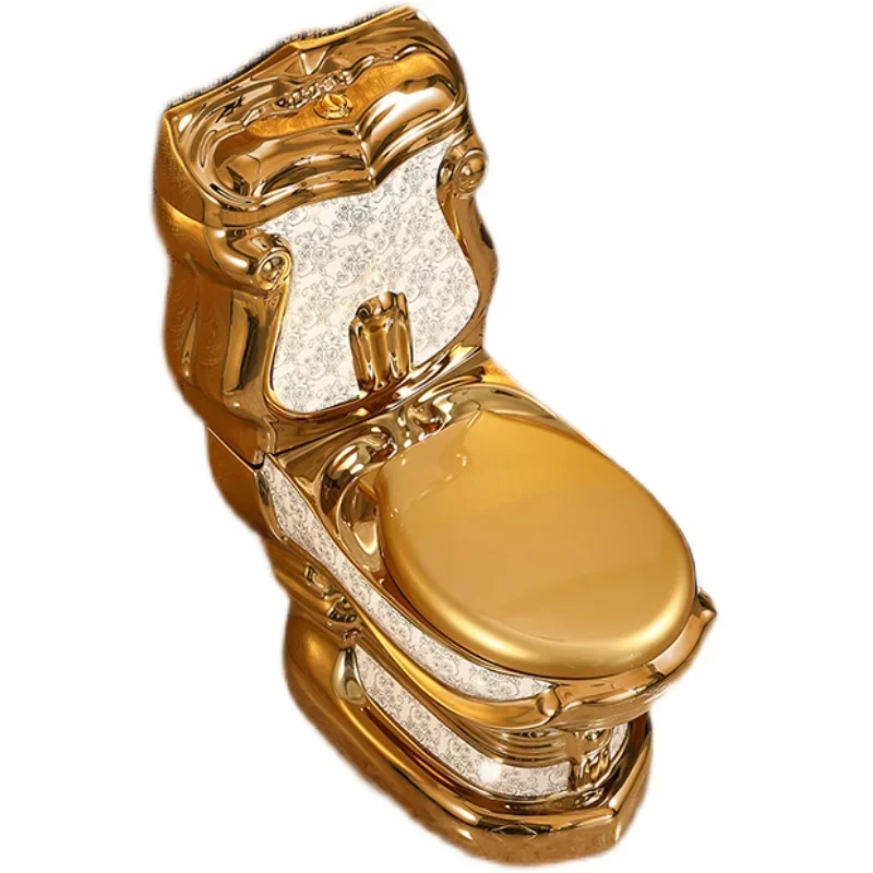 

European-style golden toilet color gold retro home silent home toilet large diameter deodorant color toilet bathroom