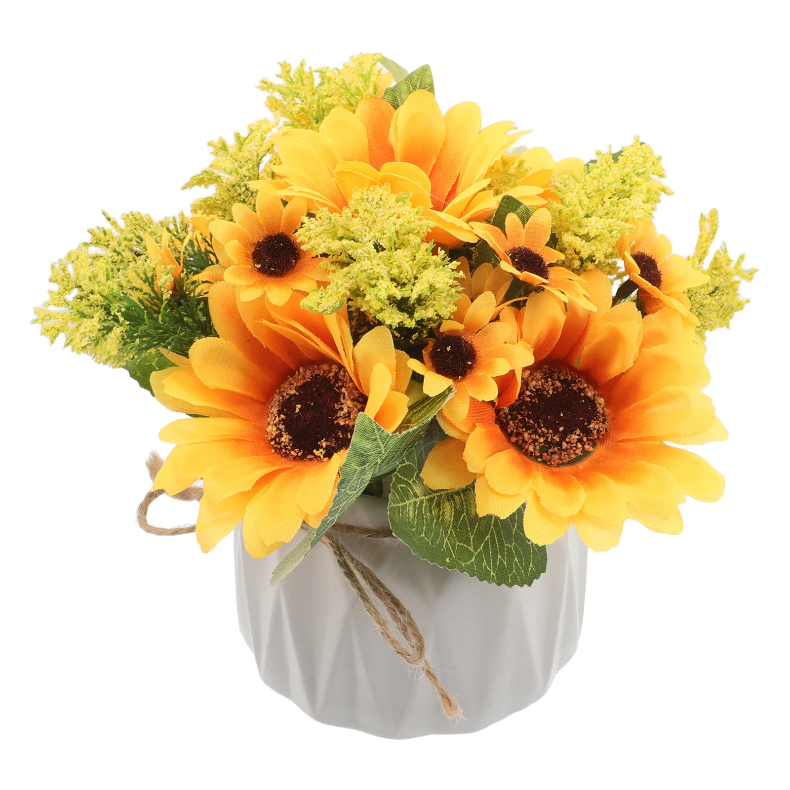

Home Decor Artificial Potted Plants Desktop Bonsai Sunflower Flowers with Ceramic Vase