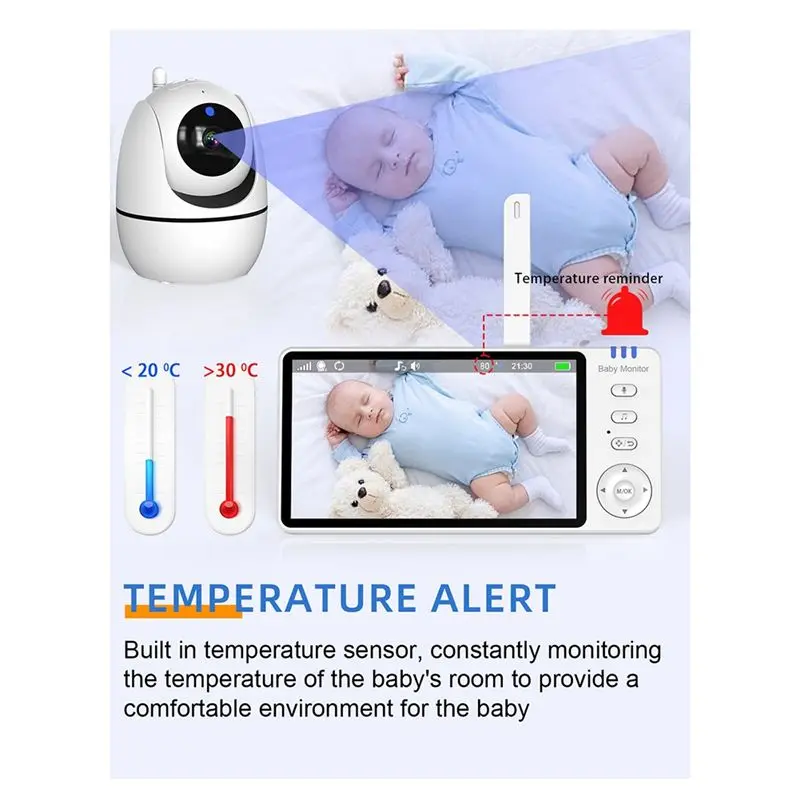 ABUL-Video Baby Monitor 2.4G 355° Surveillance Cameras With Temperature Display Screen Smart Home