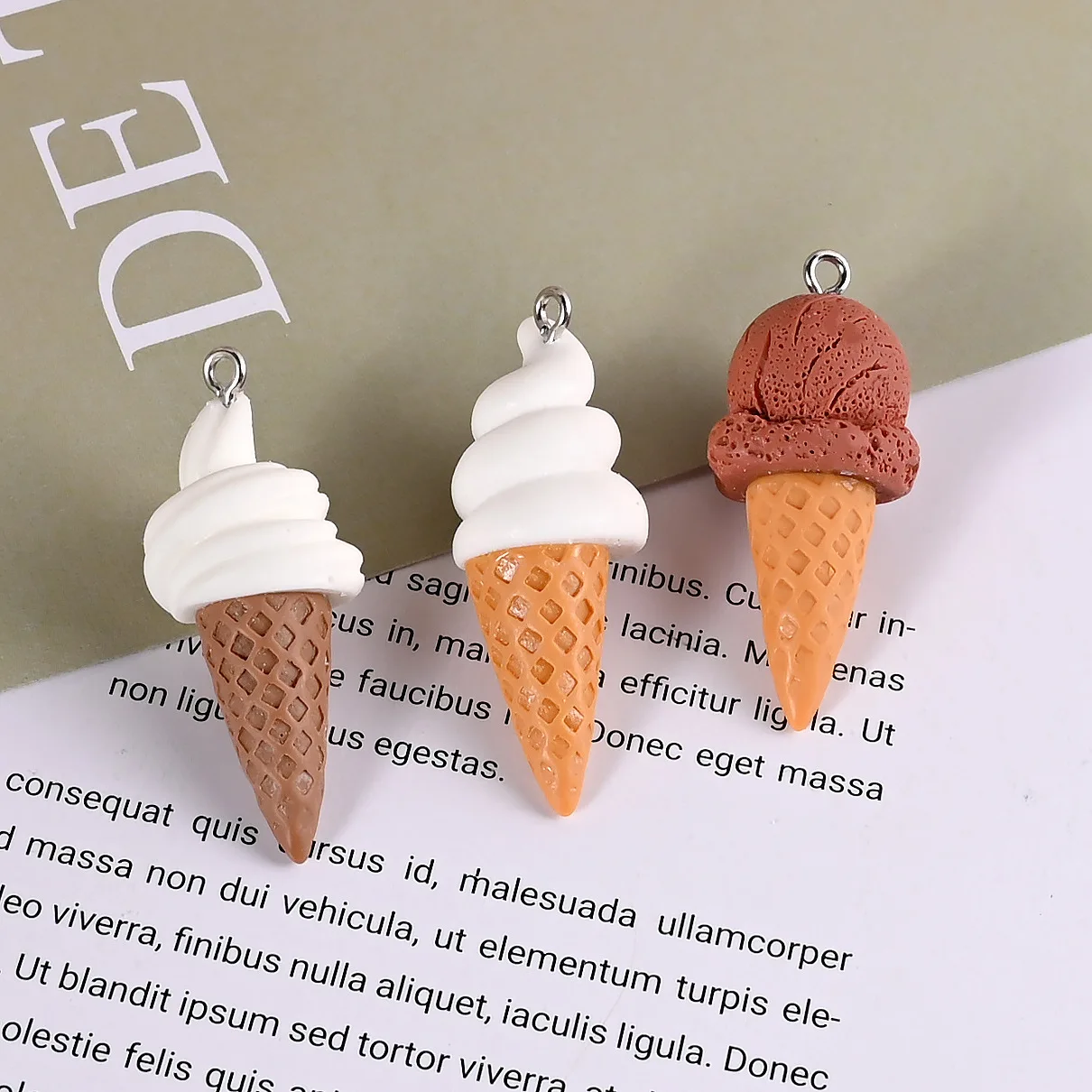 

Ice Cream with Nails, Earrings Necklace Cone Pendant Pendant Accessories Cute Sweet Cone Ice Cream Charms