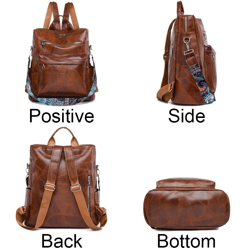 High Quality Soft Leather Backpacks Purses for Women Casual Daypack Vintage Bagpack School Bags for Teen Girls Mochilas Rucksack