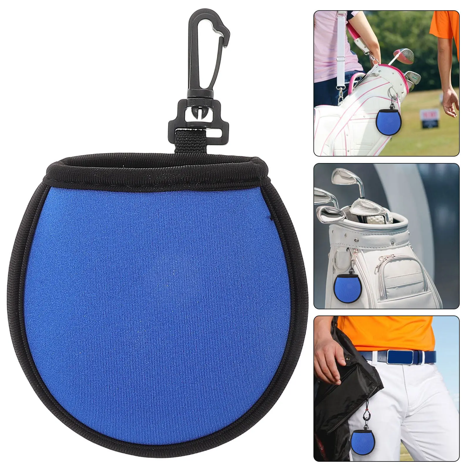Golf Ball Storage Pouch Neoprene with Soft Fleece Lining and Bag Clip for Protection Portable Ball Cleaning Solution
