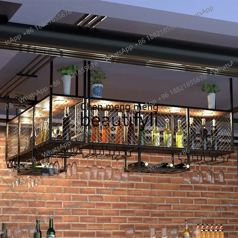 

LHY26 ss Bar Counter Wine Glass Rack Hanging Red Wine Goblet Upside Down Rack Wine Iron Art Restaurant Cup Rack