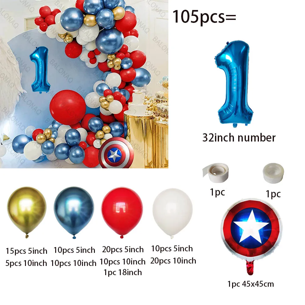 1Set Captain America Balloons Shield Kids Birthday Party Decoration Baby Shower The Avengers Inflatable Toys Air Globos