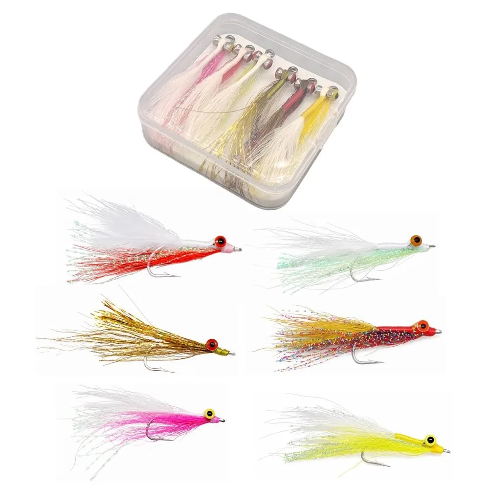 6PCS Durable Carbon Steel Clouser Minnow Lures Multi-Color Hand Tied Fly Fishing Flies Lightweight Streamer Fly Lures For Trout