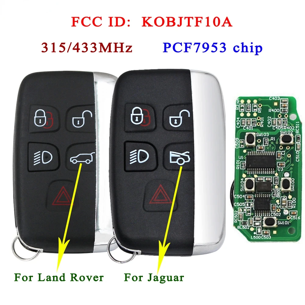 

5B Smart Remote Key 315/434Mhz ID49 PCF7953 Chip for Land Rover Range Rover Sport Evoque LR4 Jaguar XF XJ XL XK XE KOBJTF10A