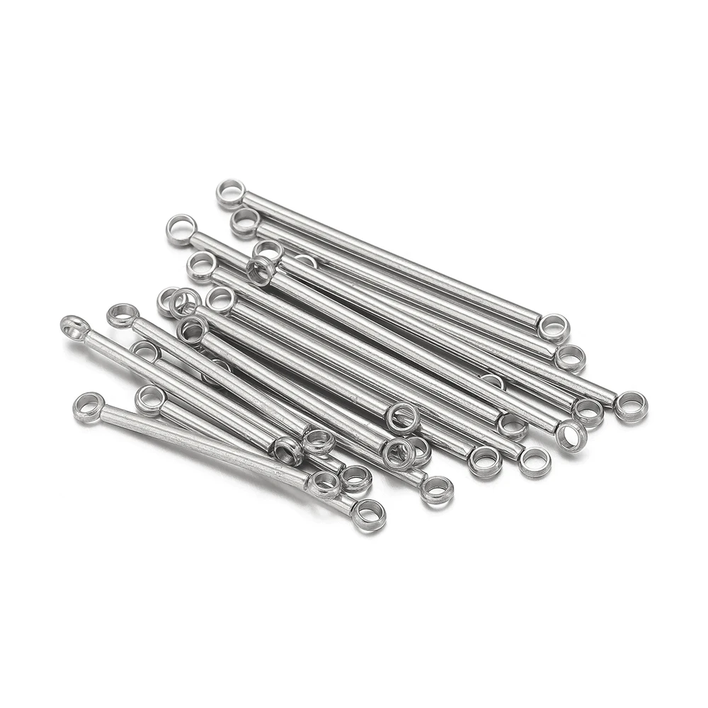 10pcs Stainless Steel Double Cylinder Rod Earrings Connectors for DIY Jewelry Simple Handmade Earrings Accessories Making Crafts