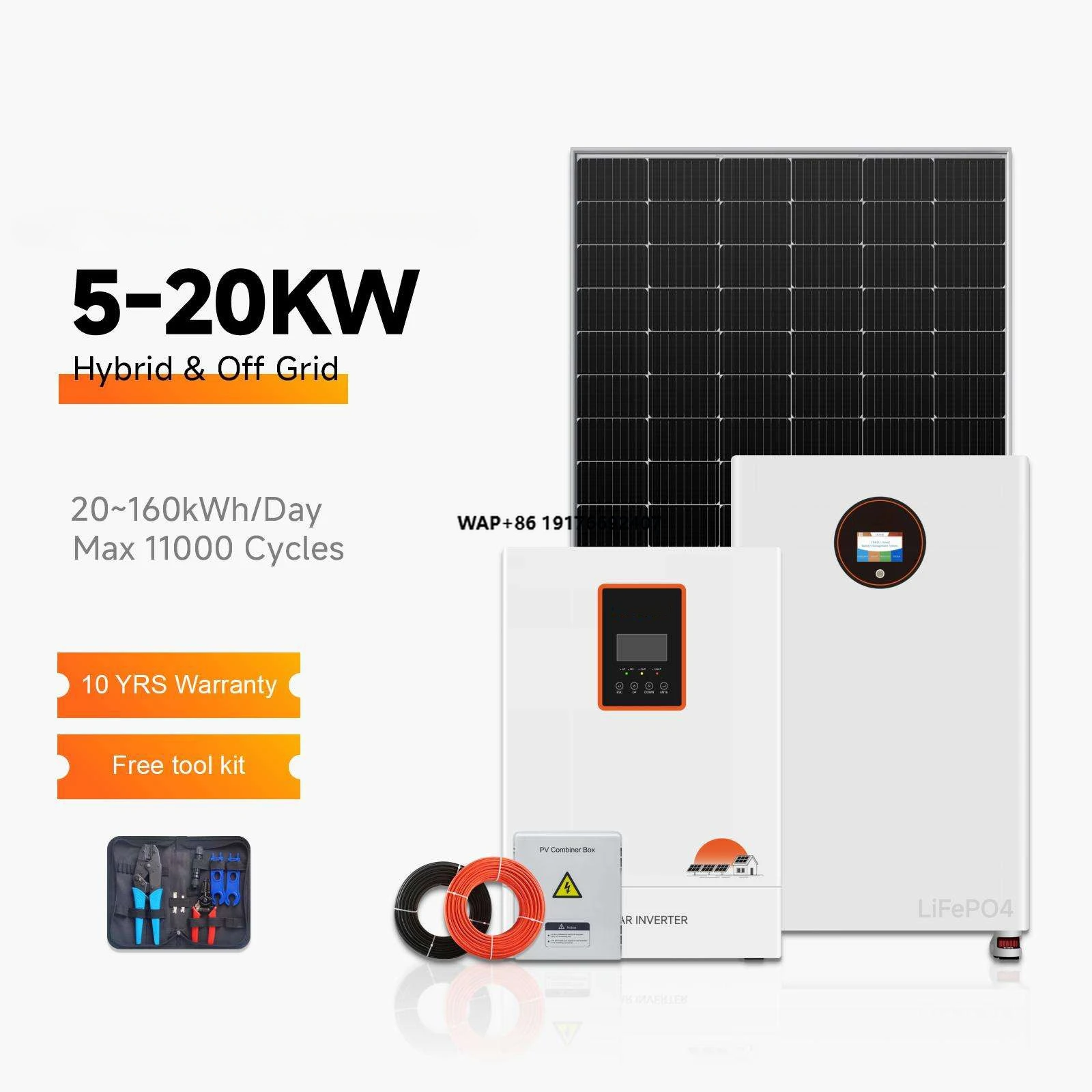 All in One Hybrid Solar System 5KW 10KW 15KW 20KW Low Voltage Kit LiFePO4 Battery Deye Inverter