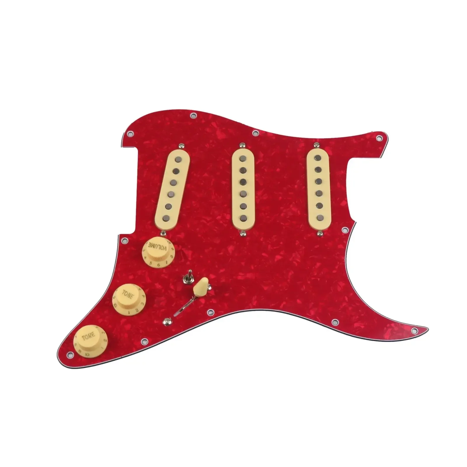 

Alnico 5 SSS Single Coil Loaded Pickguard Guitar Pickups Set Yellow Pickup Covers Strat Style Electric Guitar Components