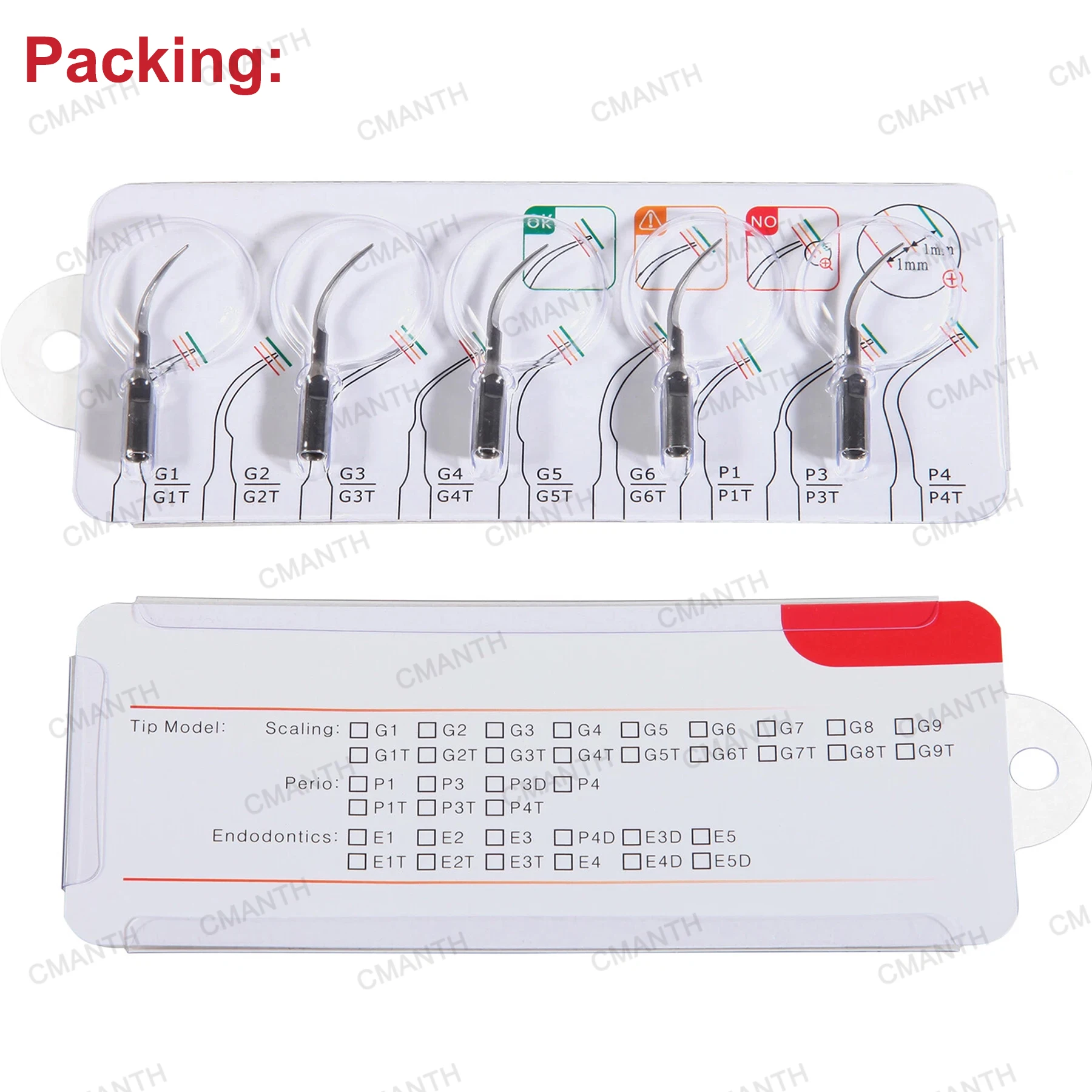 

Dental Ultrasonic Scaler Tips Scaling Tips Kit G1 P1 fit for WOODPECKER EMS Ultrasonic Scaler Handpiece Teeth Whitening Tools