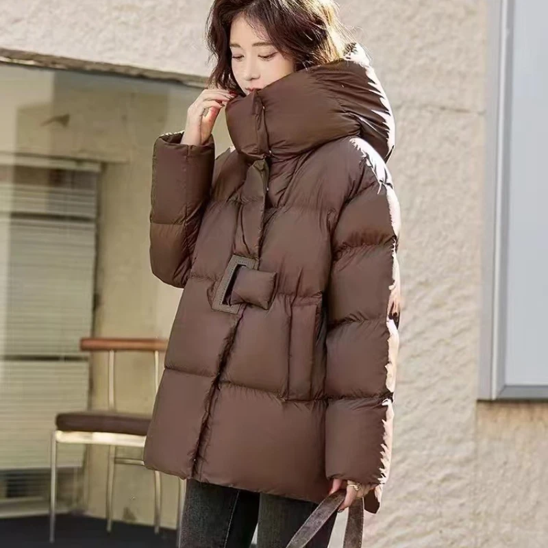 Women's Winter Tops Jacket Down Jacket White Duck Down Package Hip Cape Large Warm Thickened Retro Leisure Soft Niche Versatile
