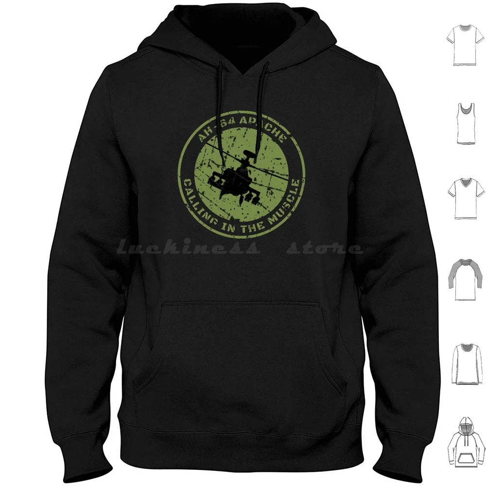 Apache Ahh 64 Calling In The Muscle Hoodies Long Sleeve Apache Helicopter Aviation Enthusiasts Simulator Gamers Model