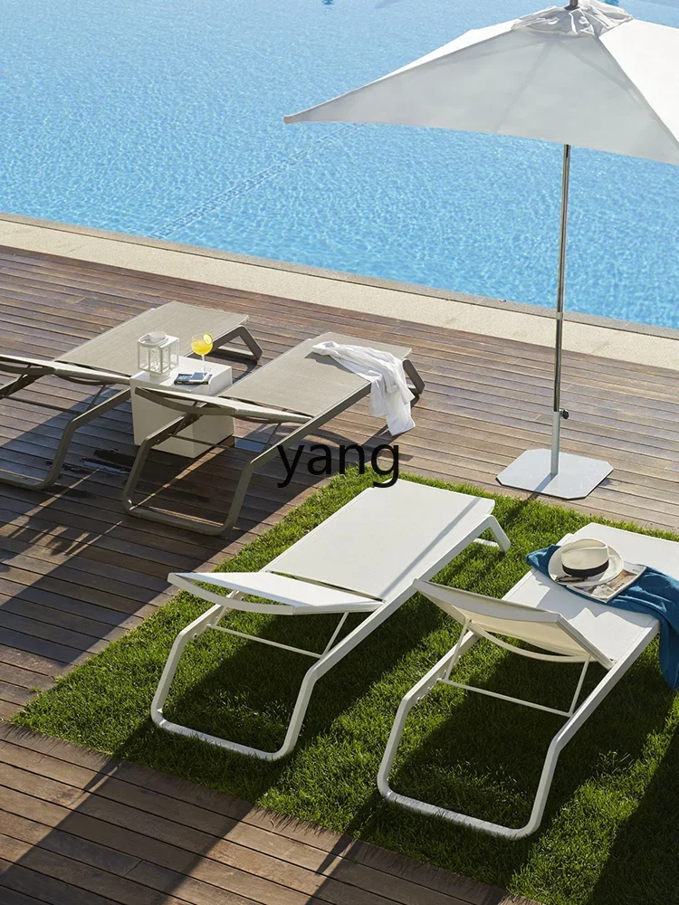 Yjq Outdoor Lounge Outdoor Swimming Pool Recliner Villa Courtyard Outdoor Sunbathing with Umbrella Leisure Beach Chair