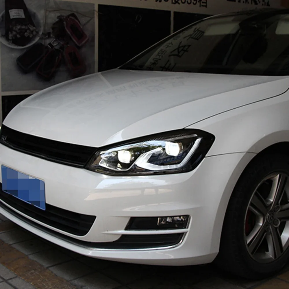 

Для VW Golf 7 MK7 2013-2017: Новые светодиодные передние фары в стиле Golf 8 с линзами-проекторами, установка Plug and Play, аксессуары для тюнинга.