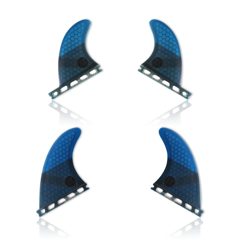 4pcs/set Surfboard UPSURF Future M+GL Blue Color Quad Fin Set Fiberglass Honeycomb Surf Board For Surfing Beach Accessories