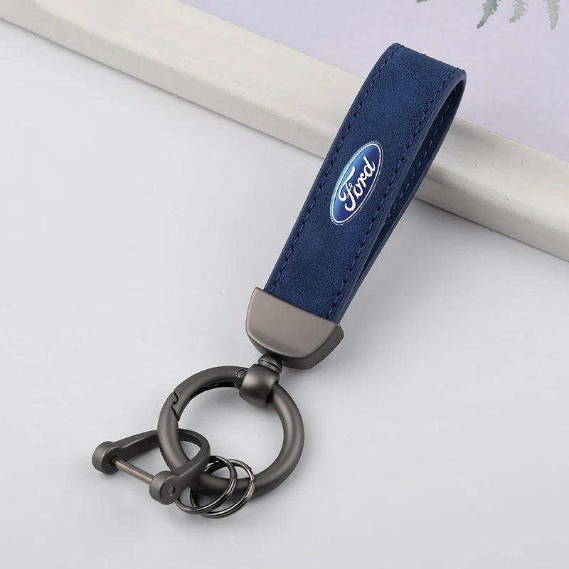 Car Key Pendant Suede Leather Rings Keyring Chain For Ford Fiesta Ranger Focus Kuga Mustang S-MAX Transit Mondeo Fusion Esco MK7