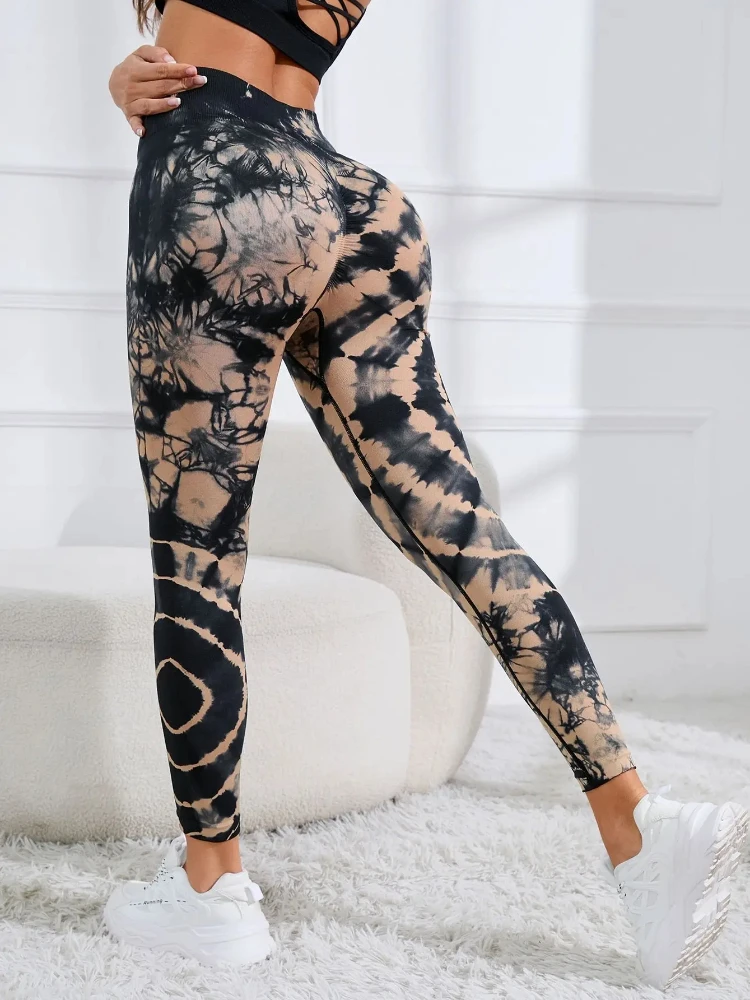 Kobiety z nadrukiem bezszwowe spodnie lamparta legginsy z wysokim stanem cienkie spodnie Fitness Push Up legginsy sportowe spodnie spodnie treningowe na siłownię