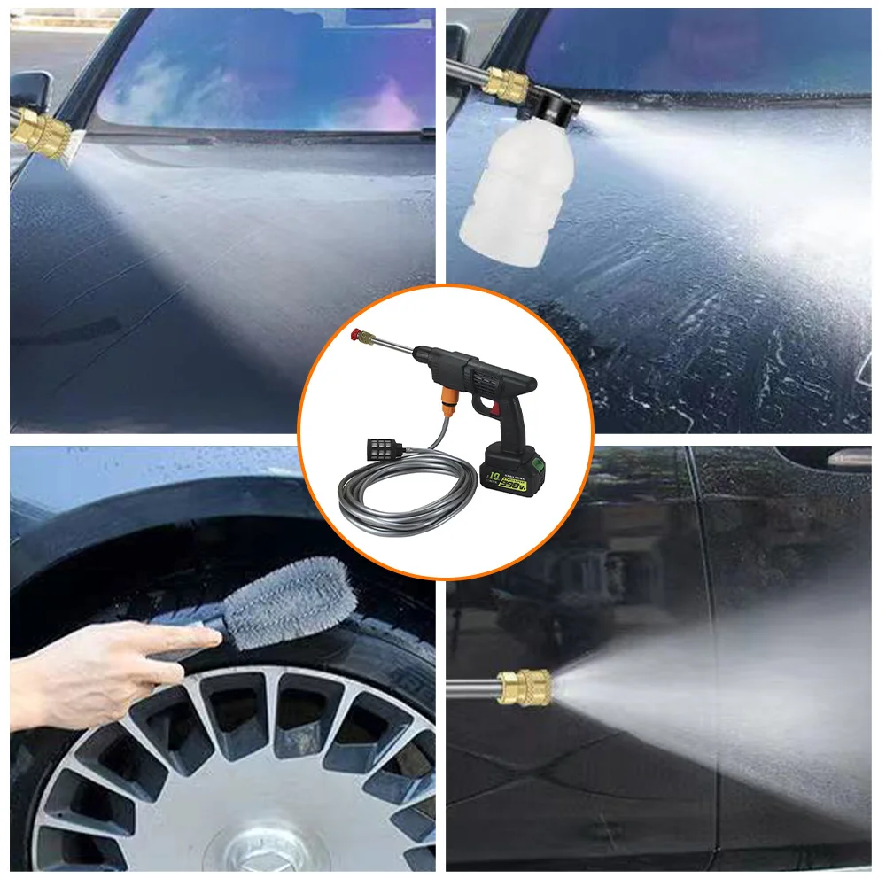 300W 30Bar Wireless High Pressure Car Wash Washer Gun Foam Generator Water Gun Spray Cleaner Car Washing Machine for Home Garden